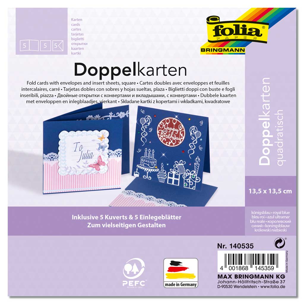 Passepartout-Karten, quadratische Stanzung, 5 Stück