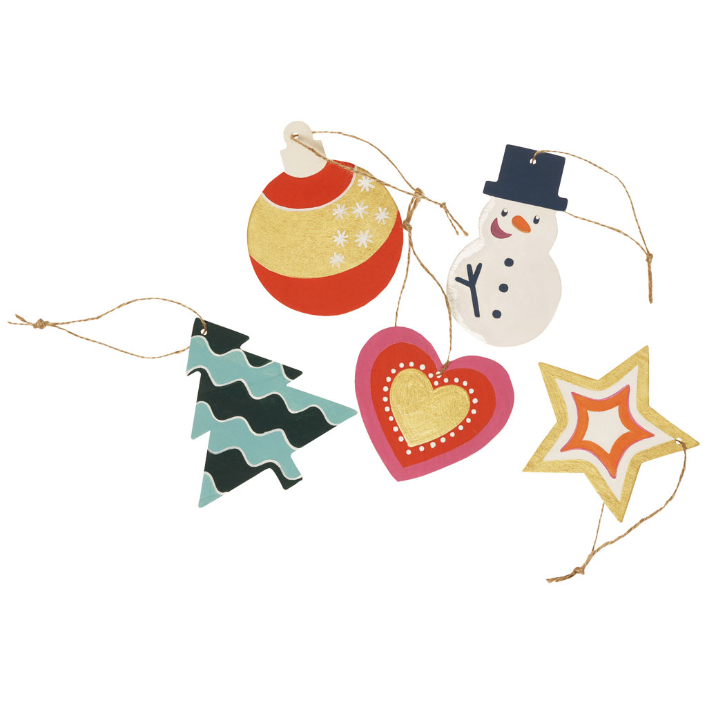 Holzanhänger Winter, blanko, 5 Stück