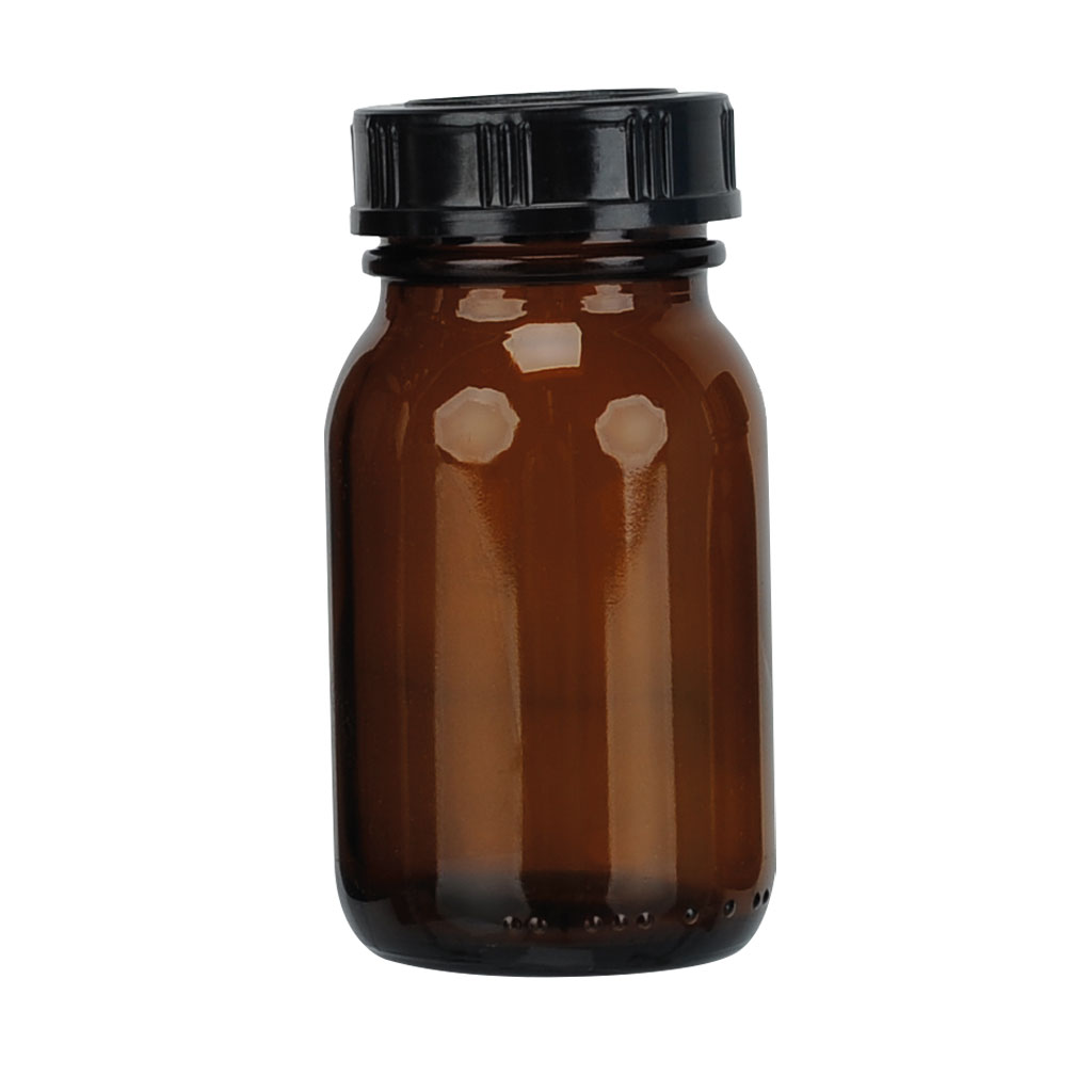 Gewindeglasflasche, Weithals, Braunglas
