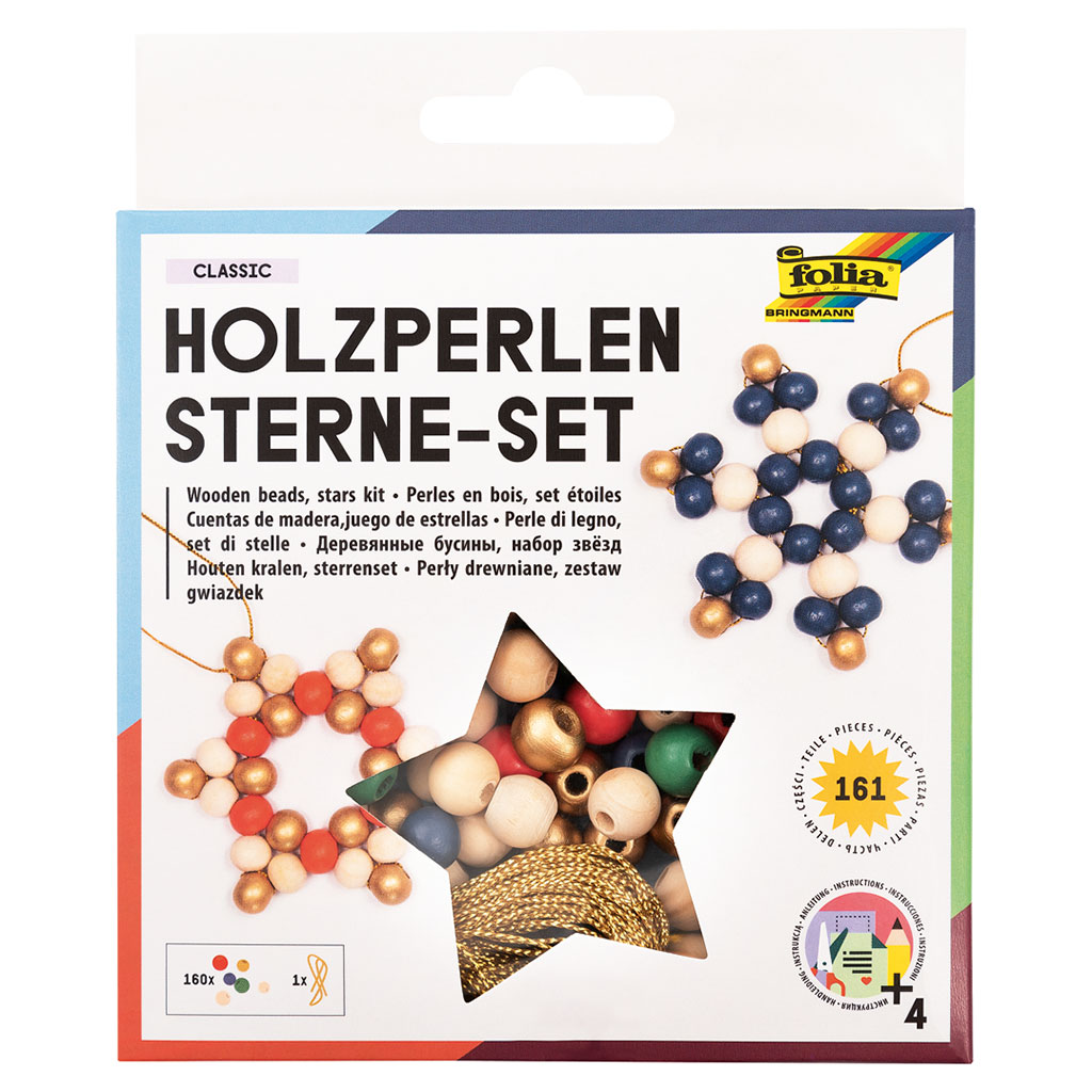 Folia® Holzperlen Sterne-Set