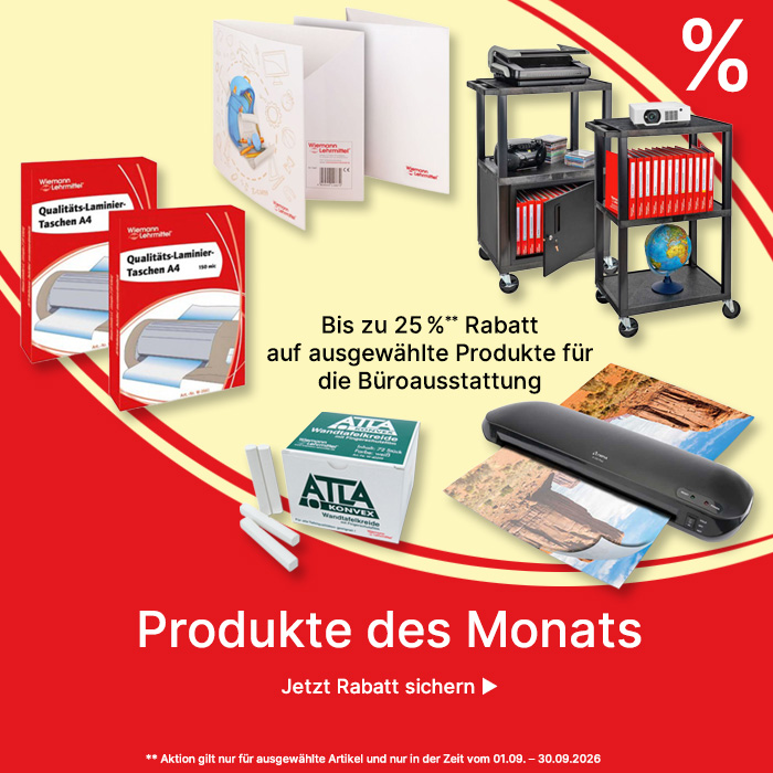 Banner für Produkte des Monats September 2026 Büroausstattung