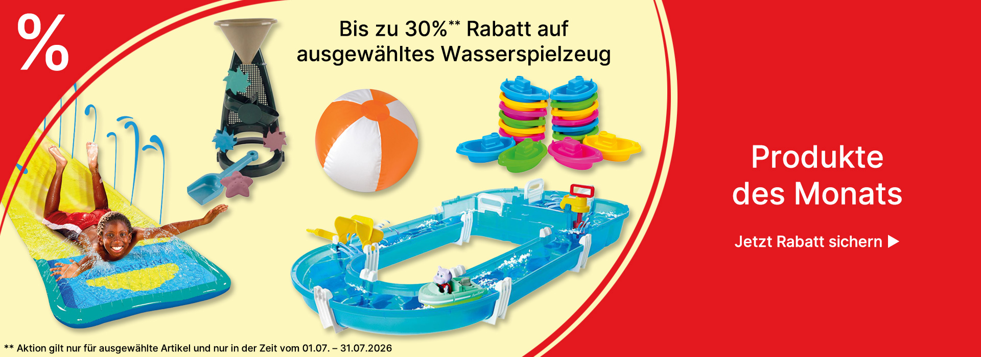 Banner für Produkte des Monats Juli 2026 Wasserspielzeug