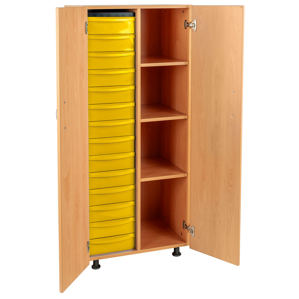 Modulus® Hohes Klassenzimmer-Regal mit Türen, 2-reihig, fahrbar oder feststehend