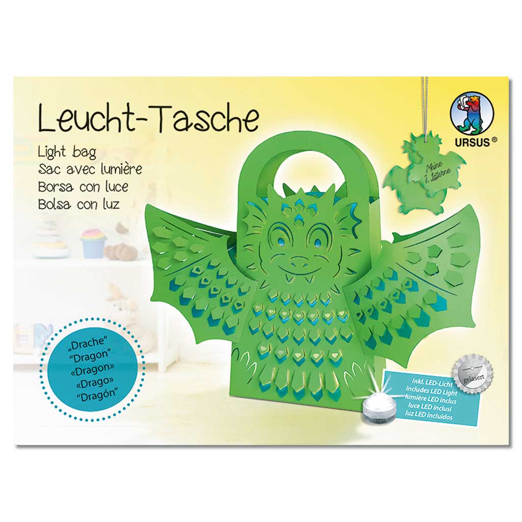 Leucht-Tasche mit 3D-Struktur, Motiv: Drache