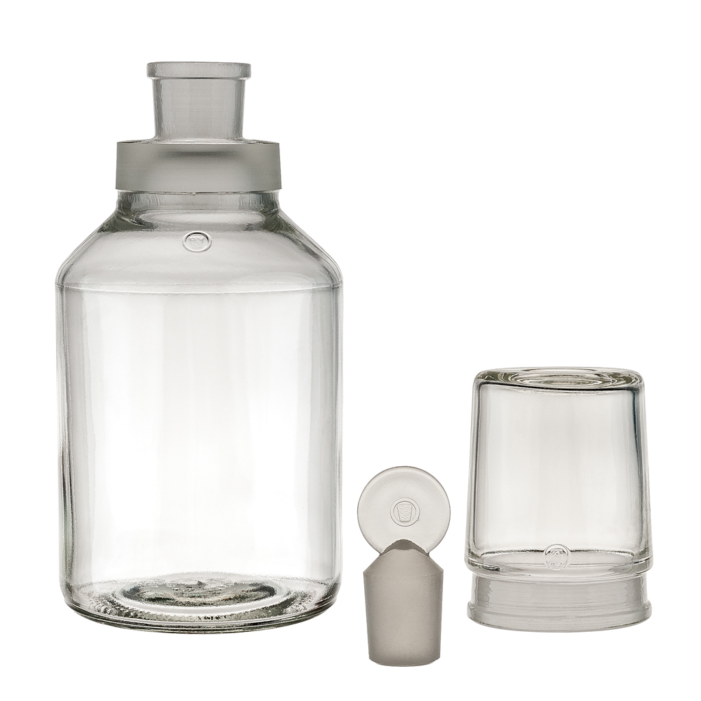 Säurekappenflasche, Duran, Klarglas