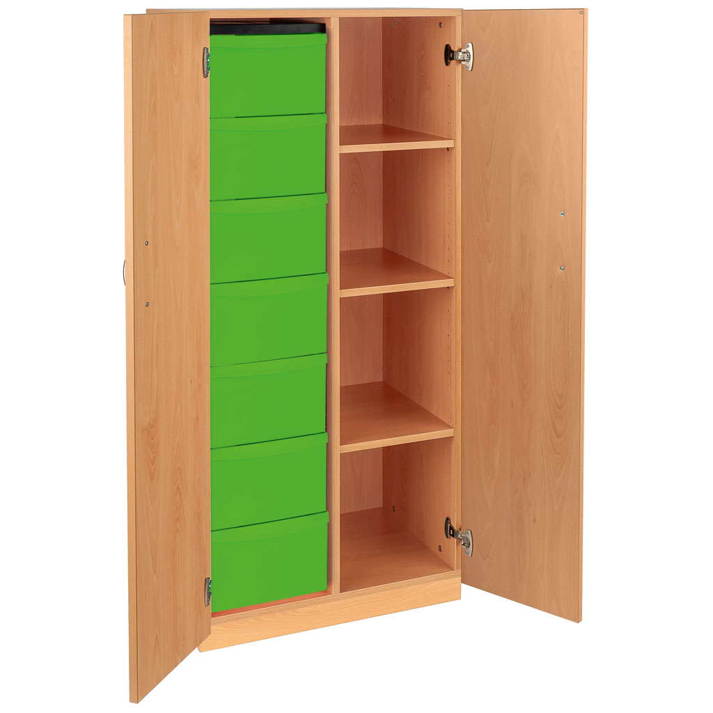 Modulus® Hohes Klassenzimmer-Regal mit Türen, 2-reihig, fahrbar oder feststehend