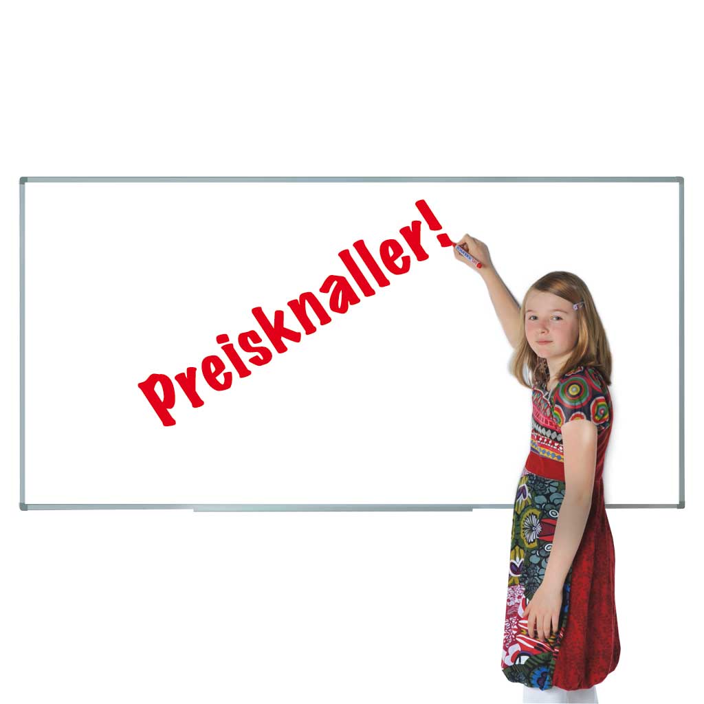 Whiteboard aus Stahlblech mit Alurahmen mit Ablage