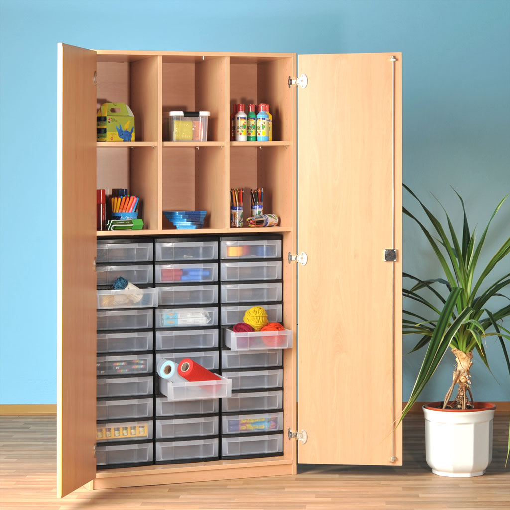 Modulus® Klassenraumschrank mit 2 Mittelwänden, 3 verstellbare Böden