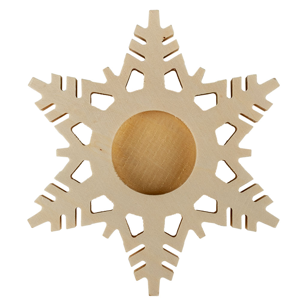 Teelichthalter Schneeflocke, aus Holz