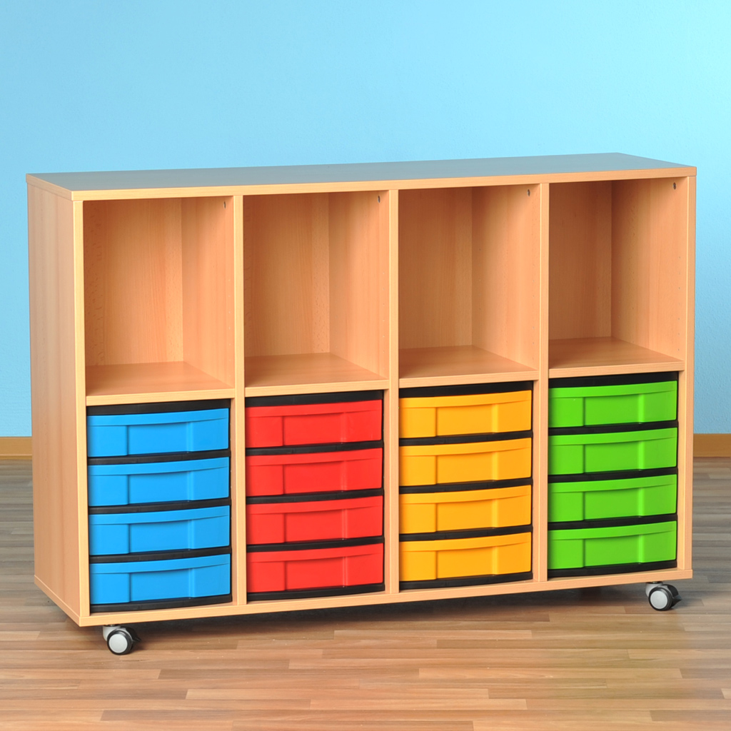 Modulus® Klassenzimmer-Regal, 4-reihig, fahrbar oder feststehend