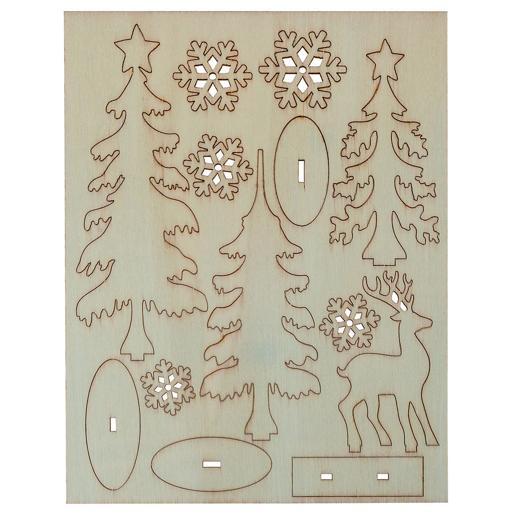 Blanko-Holzfiguren Winterwald zum Selbstgestalten, 13-teilig