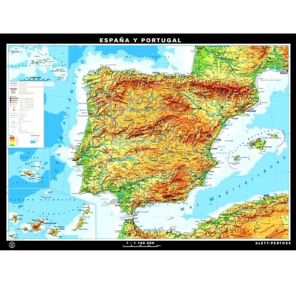 Klett Wandkarte Spanien und Portugal physisch/politisch