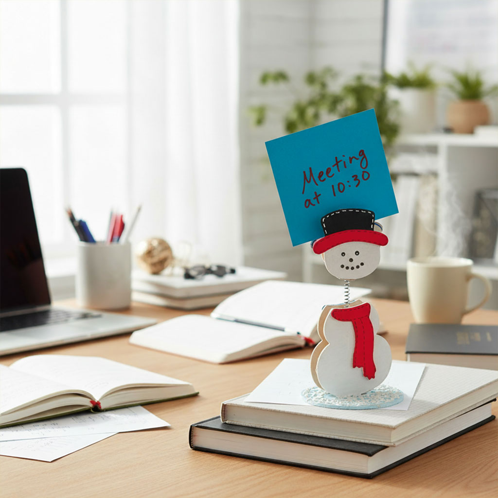 Blanko-Zettelhalter Schneemann, aus Holz