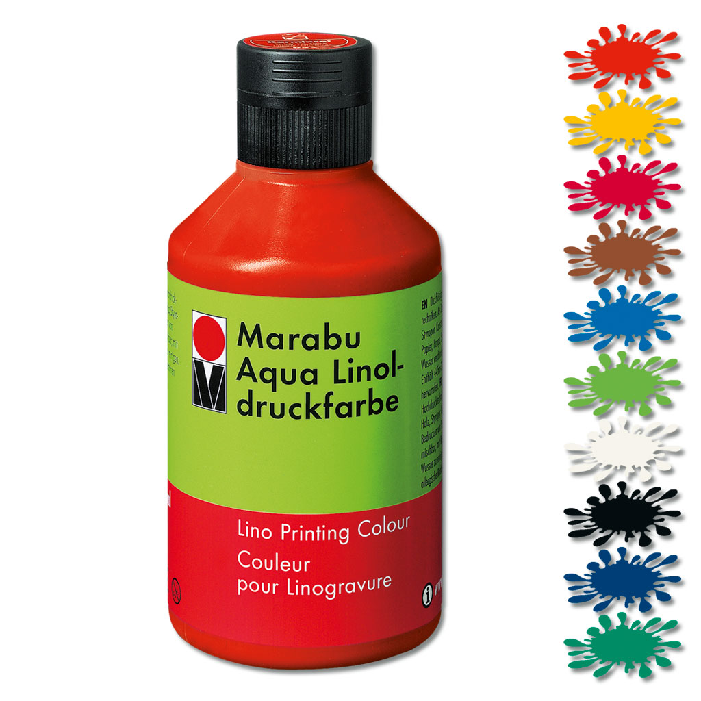 Marabu-Aqua-Linoldruckfarbe in 10 verschiedenen Farben