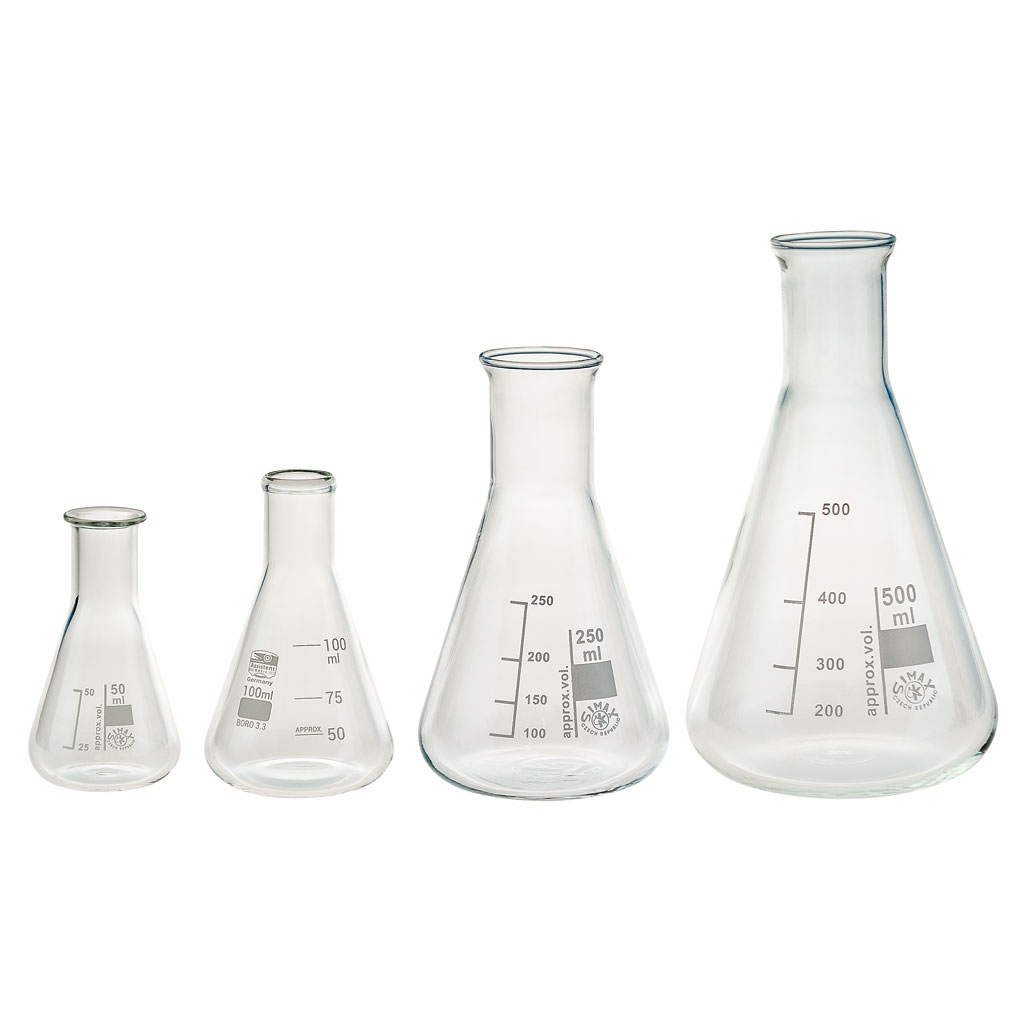 Erlenmeyerkolben, Borosilikatglas 3.3, Enghals, 1 Stück