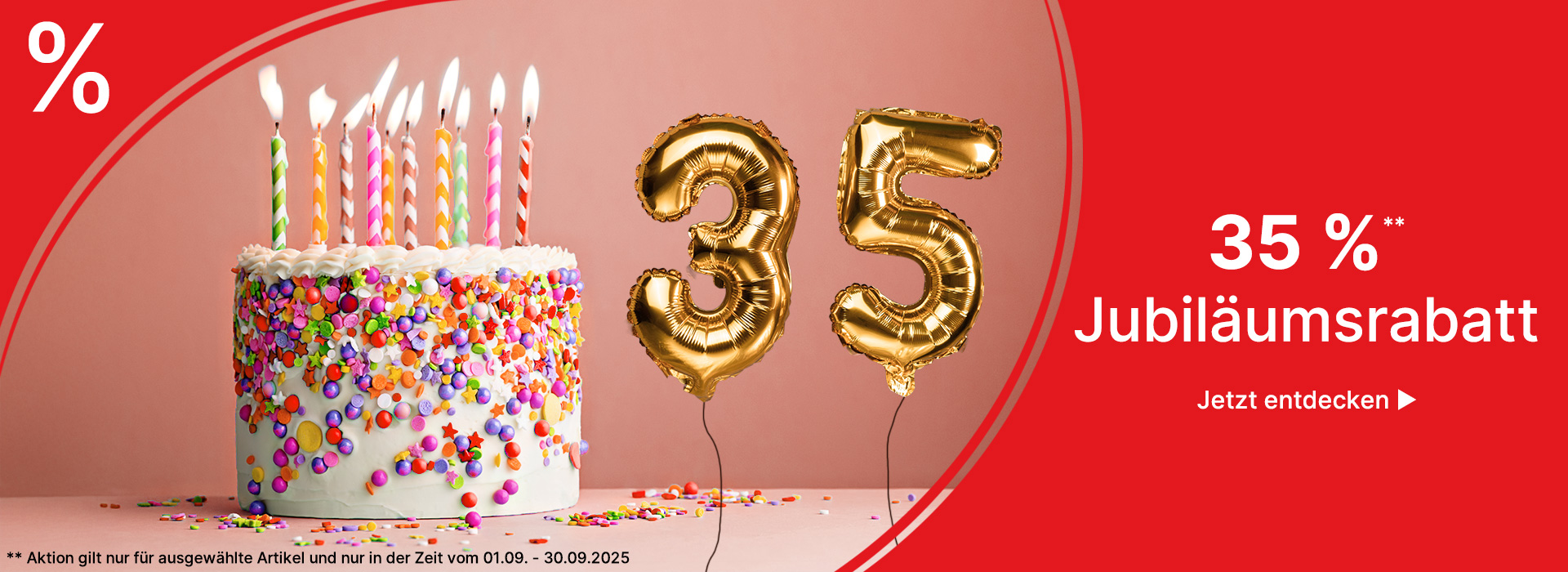 Geburtstagstorte mit Kofetti und einer 35 als Folienballons