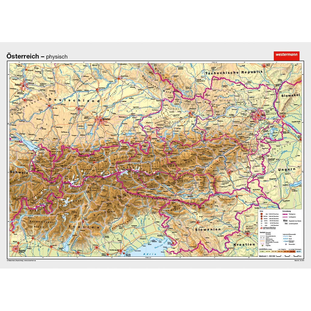 Westermann Wandkarte Österreich physisch