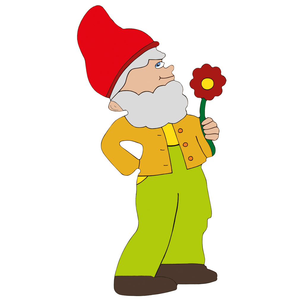 Gartenzwerg mit Blume zum Selbstgestalten aus MDF-Platte
