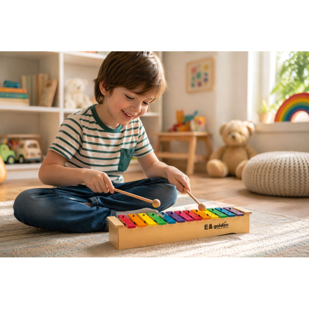 Goldon Alt-Glockenspiel mit bunten Klangplatten