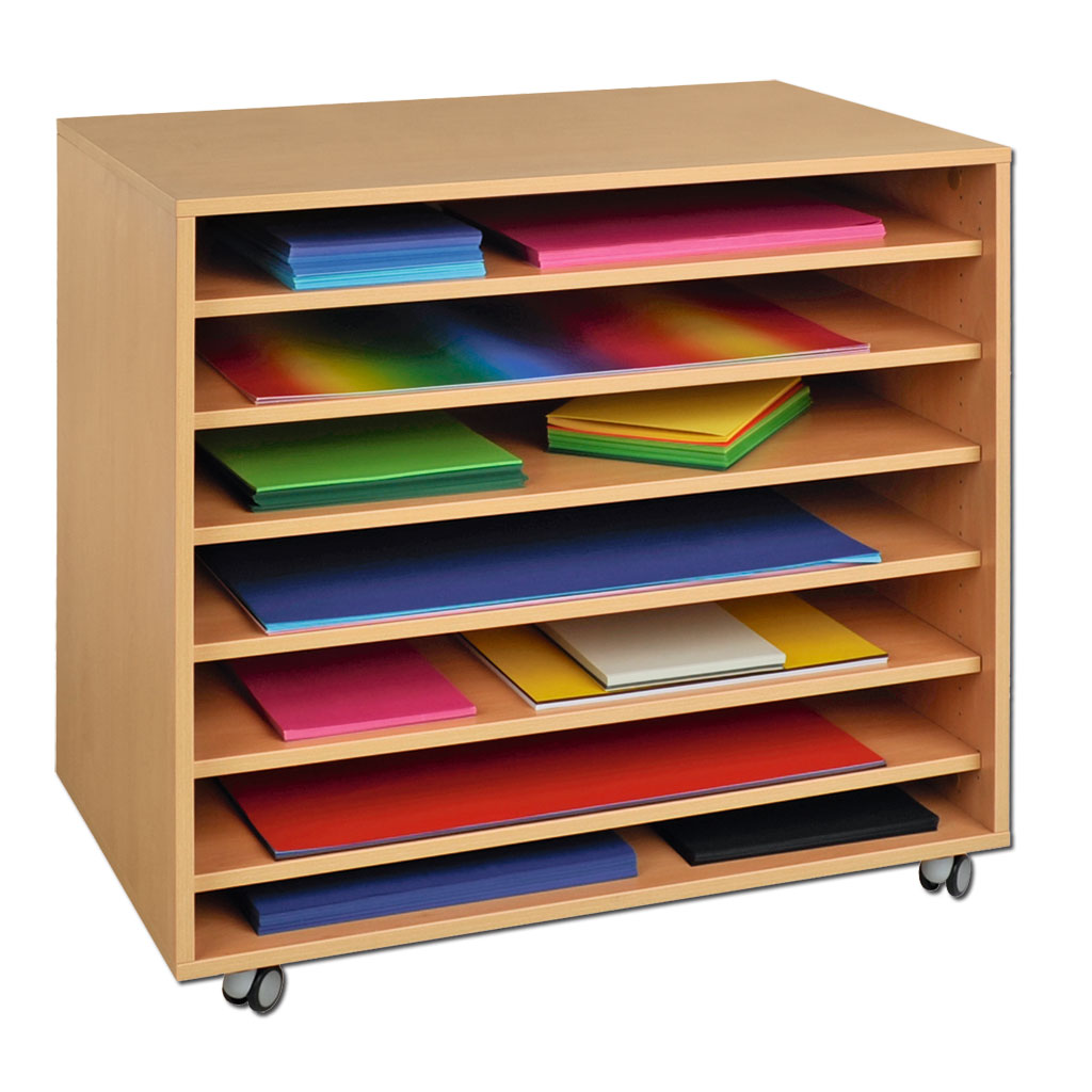 Modulus® Papierregal auf Rollen mit 7 offenen Fächer