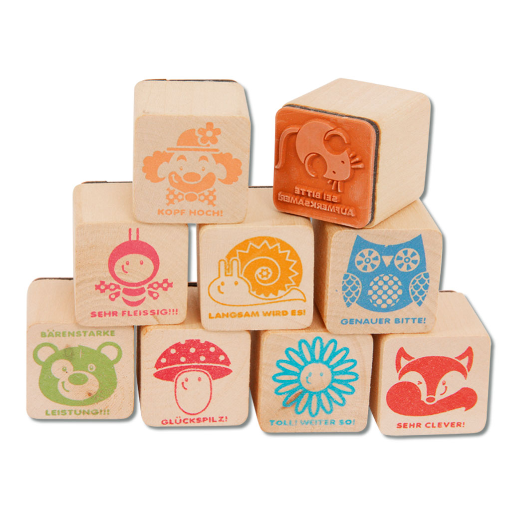 Holzstempel Belobigung, 9 Stück