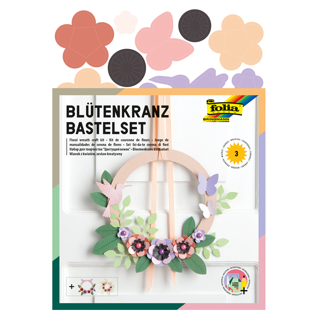 Folia® Bastelset Blütenkranz, 3er-Set-Bild Auf diesem Bild ist das Produkt mit der Art.Nr.: W-93643 zu sehen
