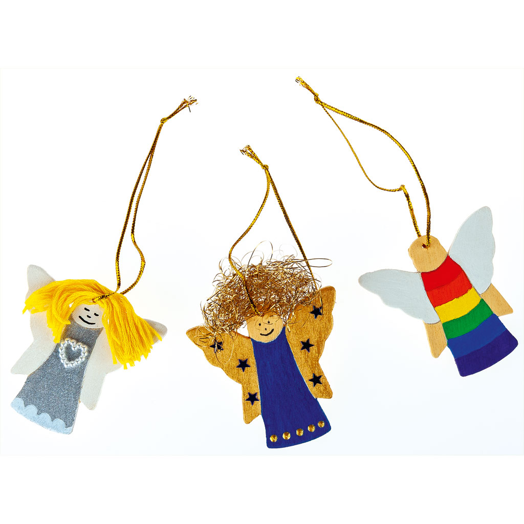 Holzanhänger Engel, blanko, 6 Stück