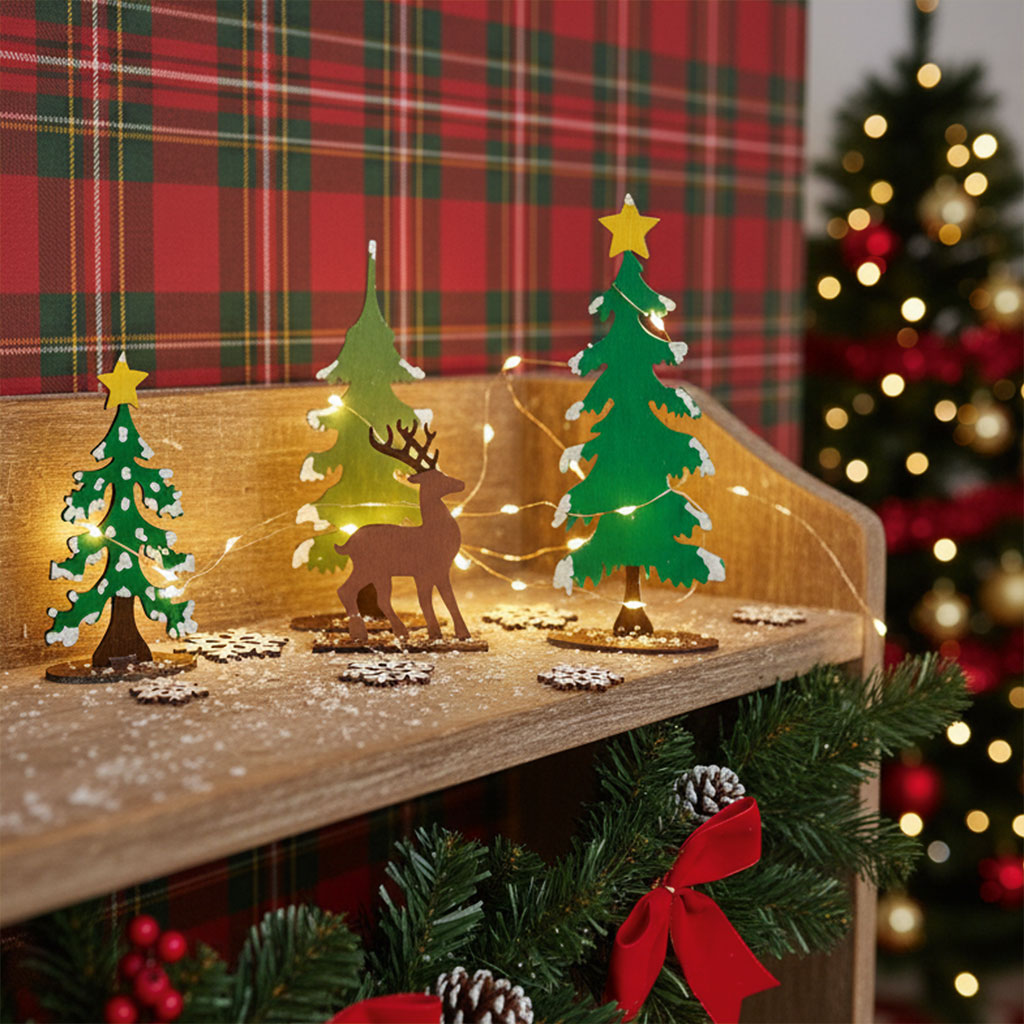 Blanko-Holzfiguren Winterwald zum Selbstgestalten, 13-teilig