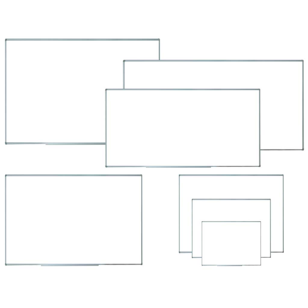 Whiteboard aus Stahlblech mit Alurahmen mit Ablage