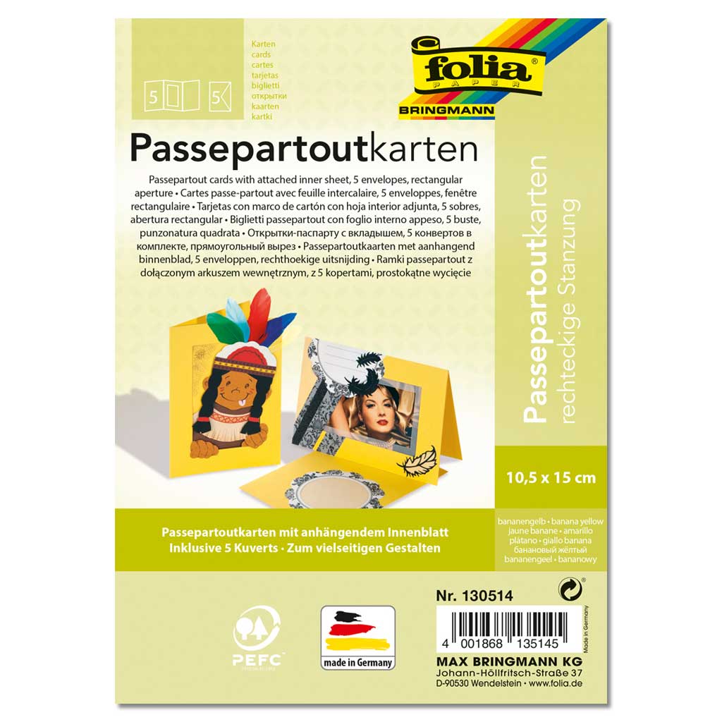 Passepartout-Karten, rechteckige Stanzung, 5 Stück