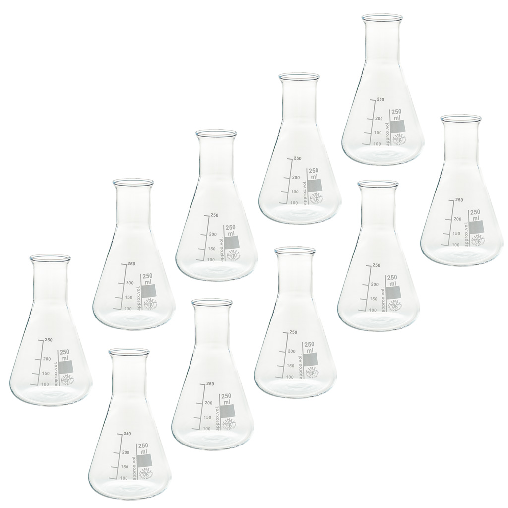 Erlenmeyerkolben, Borosilikatglas 3.3, Enghals, 10 Stück