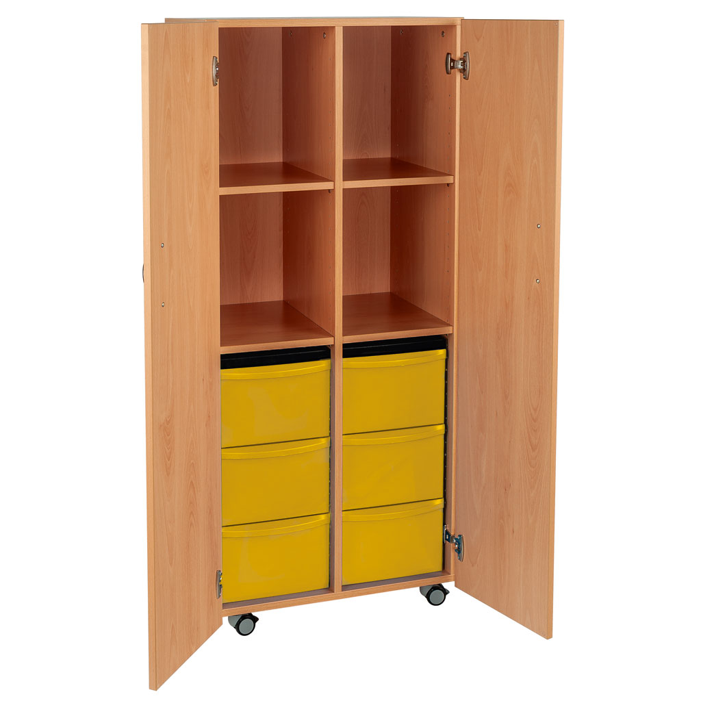 Modulus® Hohes Klassenzimmer-Regal mit Türen, 2-reihig, fahrbar oder feststehend