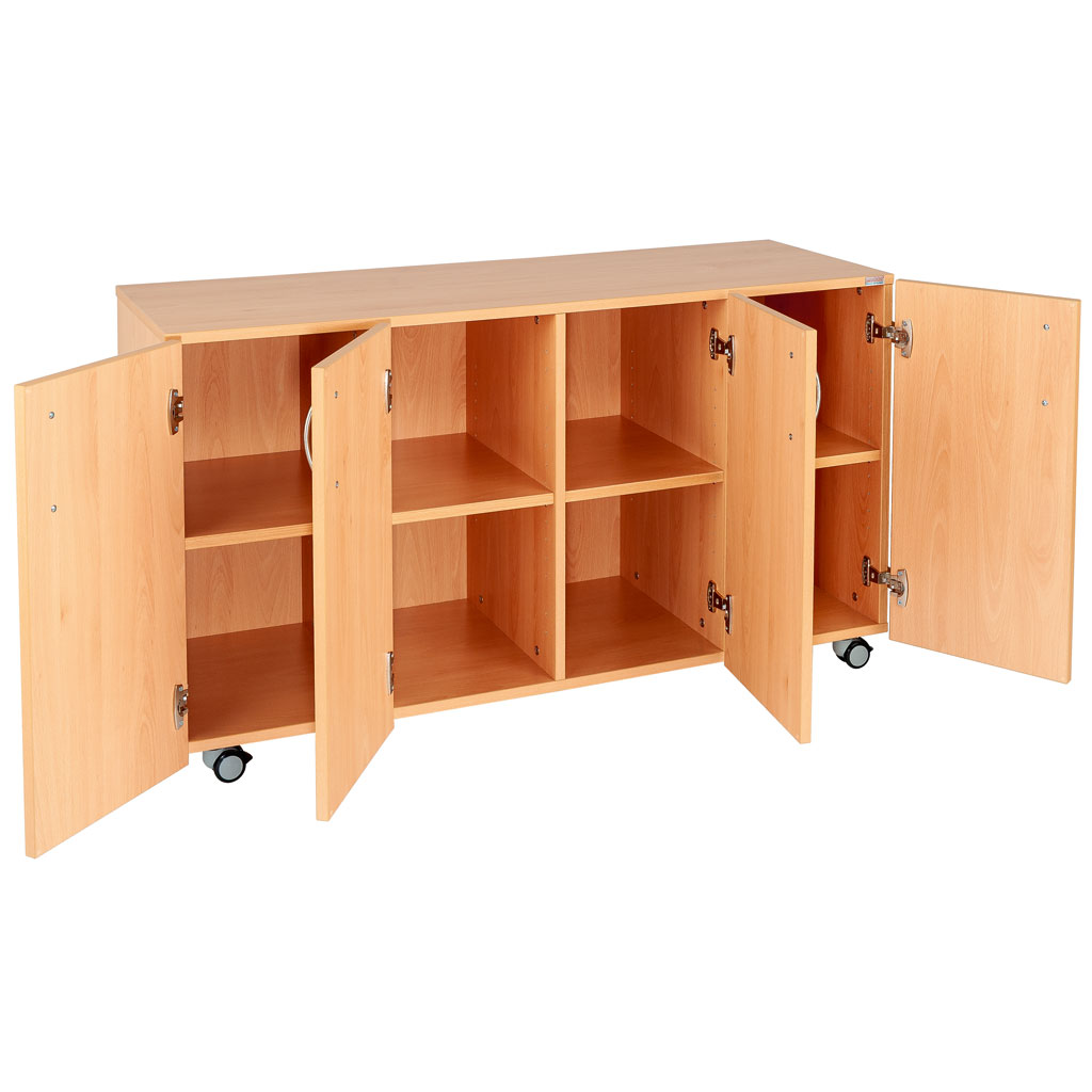 Modulus® Klassenzimmer-Regal mit Türen, 4-reihig, fahrbar oder feststehend