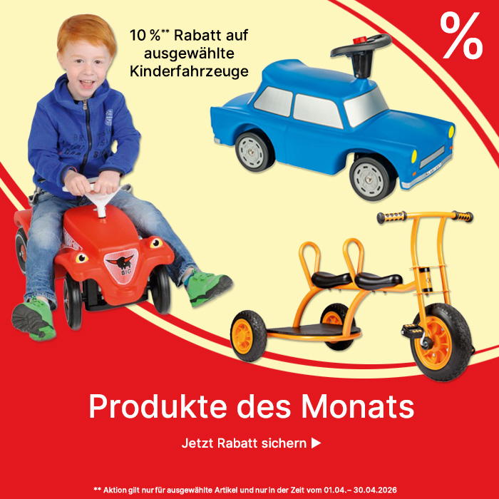 Banner für Produkte des Monats April 2026 Kinderfahrzeuge