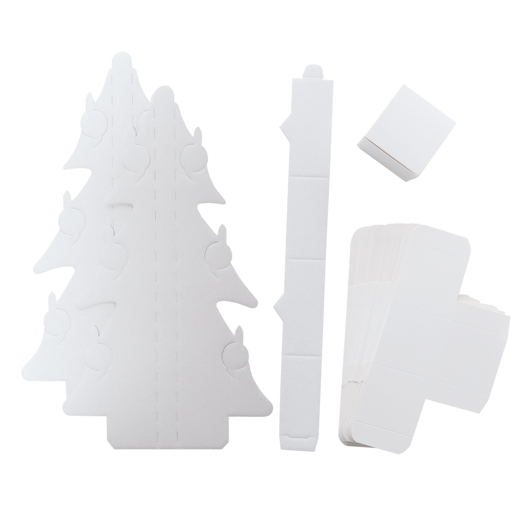 Bastelset Adventskalender Tannenbaum, blanko, Weiß