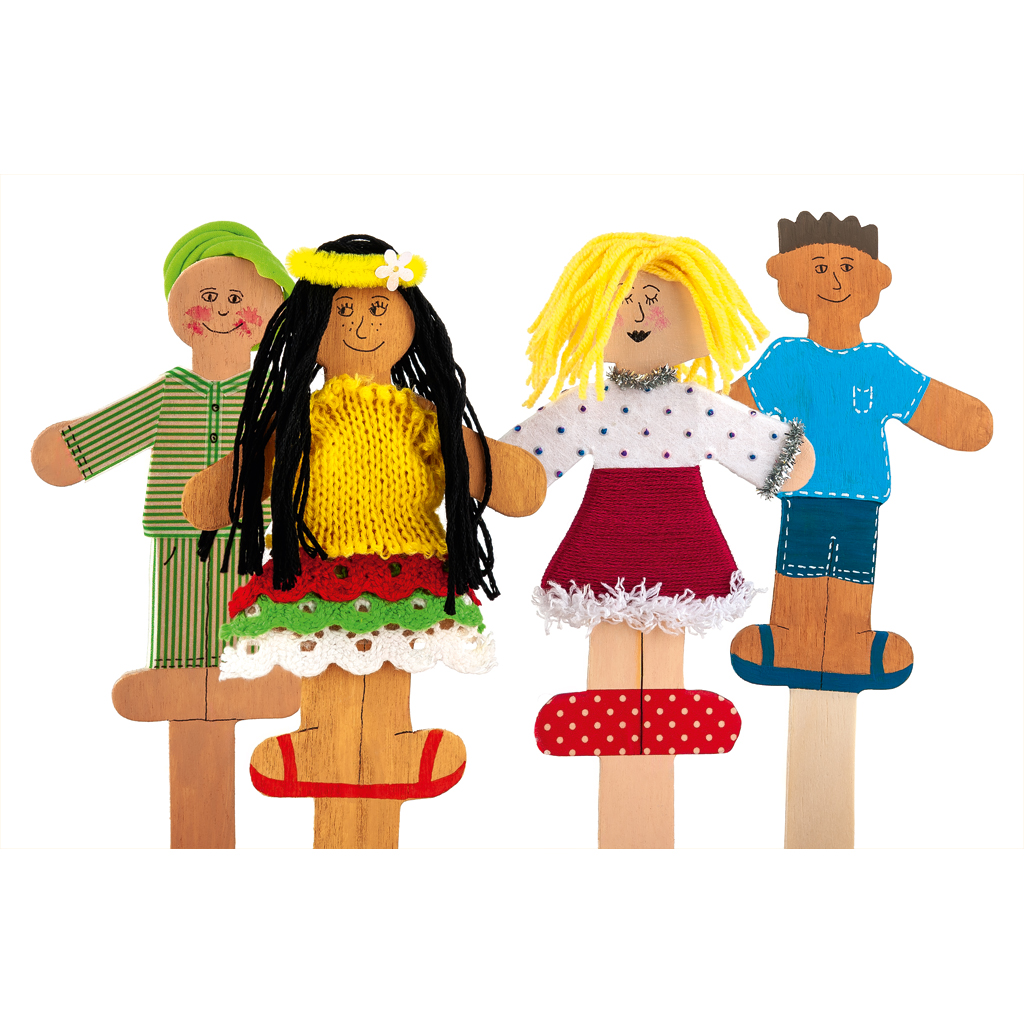 Holzbastelstäbchen Menschen, blanko, 12er-Set