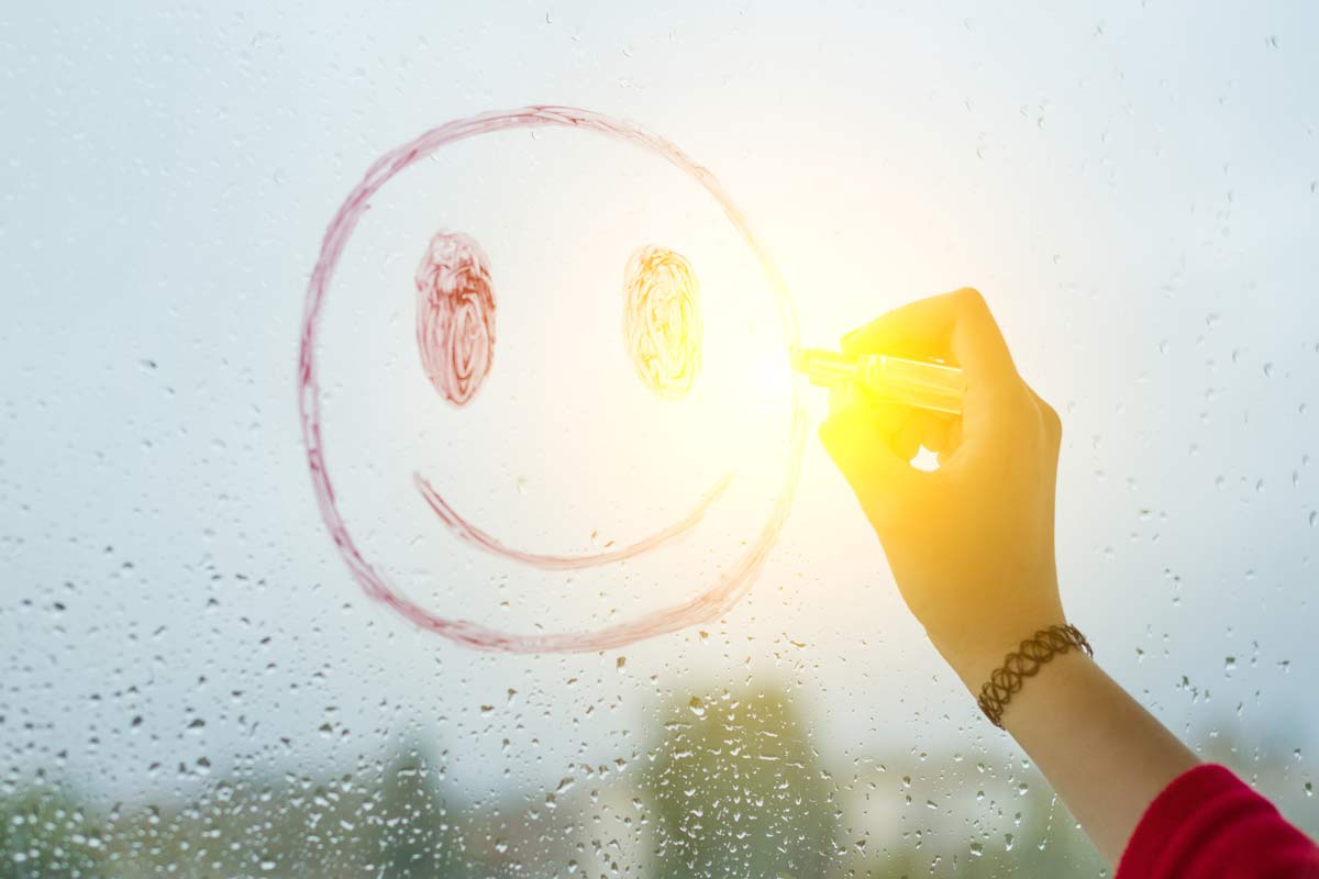 Smiley Gesicht auf Glas