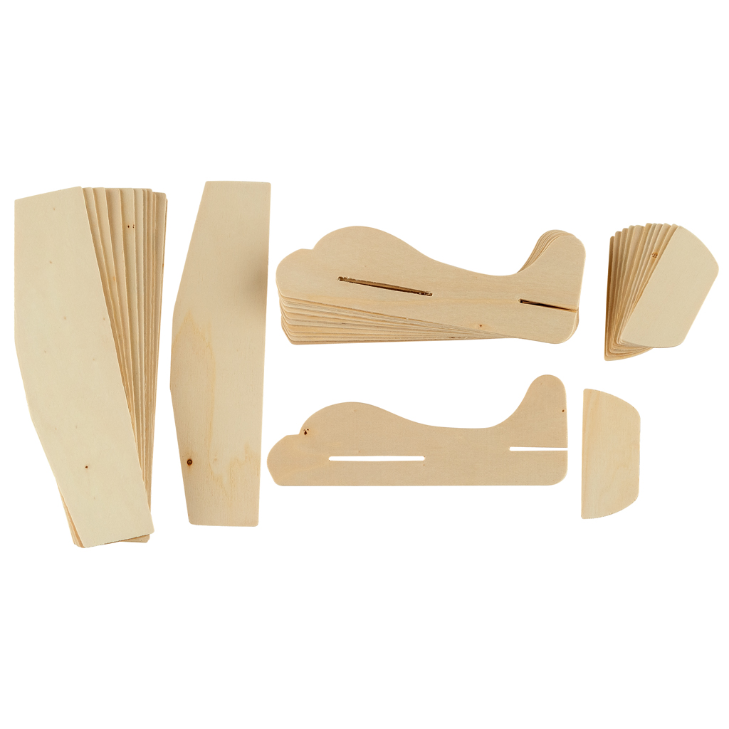 Holzflugzeuge, 3-teilig, blanko, 12 Stück Holzflugzeuge, 3-teilig, blanko, 12 Stück