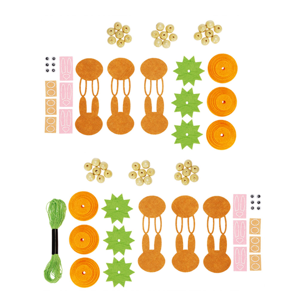 Filzanhänger Karotten-Häschen, 133-tlg. Bastelset für 6 Stück Filzanhänger Karotten-Häschen, 133-tlg. Bastelset für 6 Stück