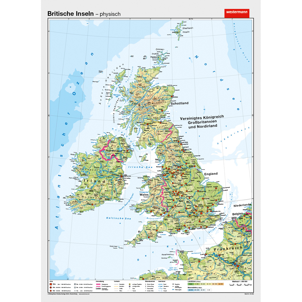 Britische Inseln, VSphysisch / RS politisch - in verschiedenen Varianten