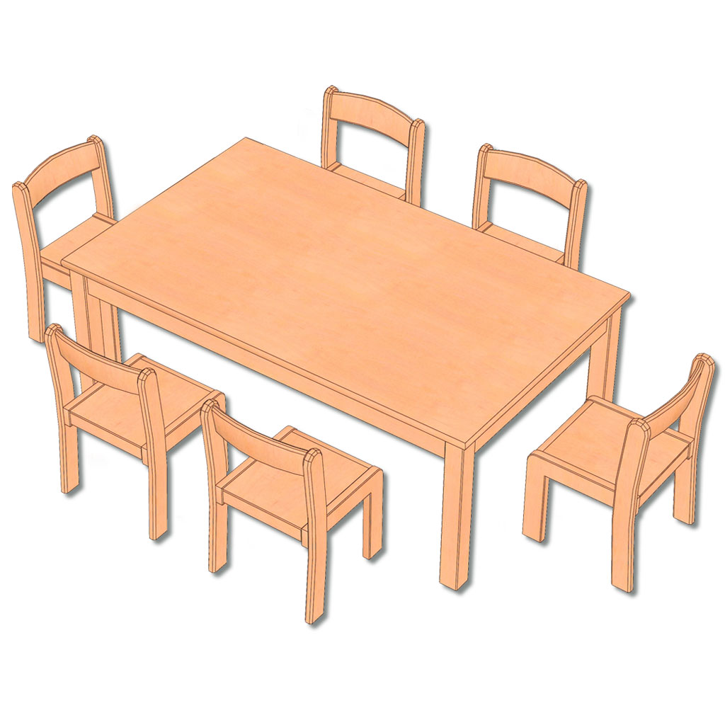 7-teiliges Möbel-Set Rechteck groß