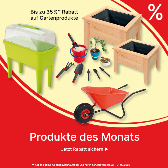 Banner für Produkte des Monats März 2026 Gartenprodukte