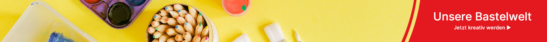 Bastelmaterialien und Hinweis auf Bastelwelt