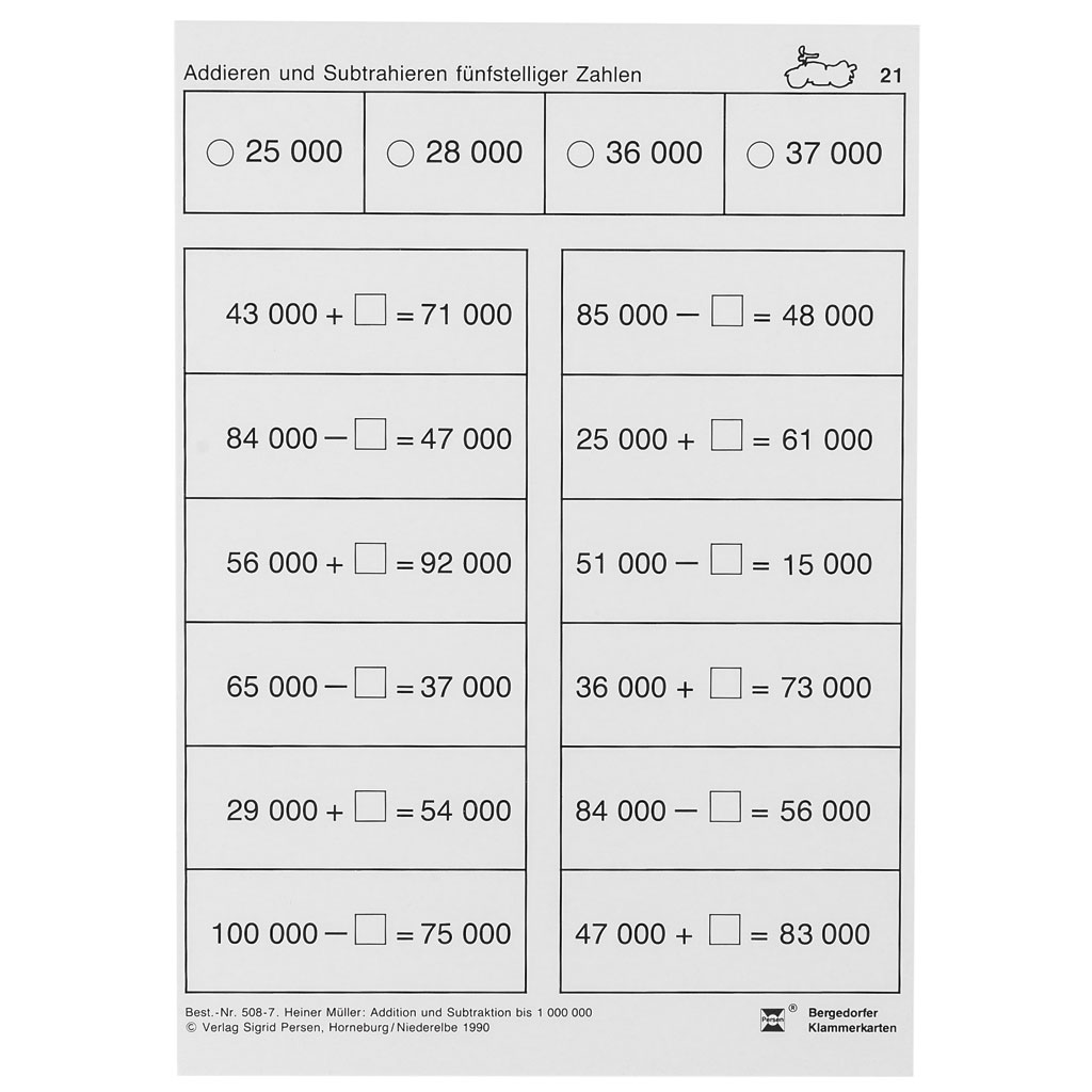 Bergedorfer® Klammerkarten Addition und Subtraktion bis 1.000.000 und darüber Bergedorfer® Klammerkarten Addition und Subtraktion bis 1.000.000 und darüber