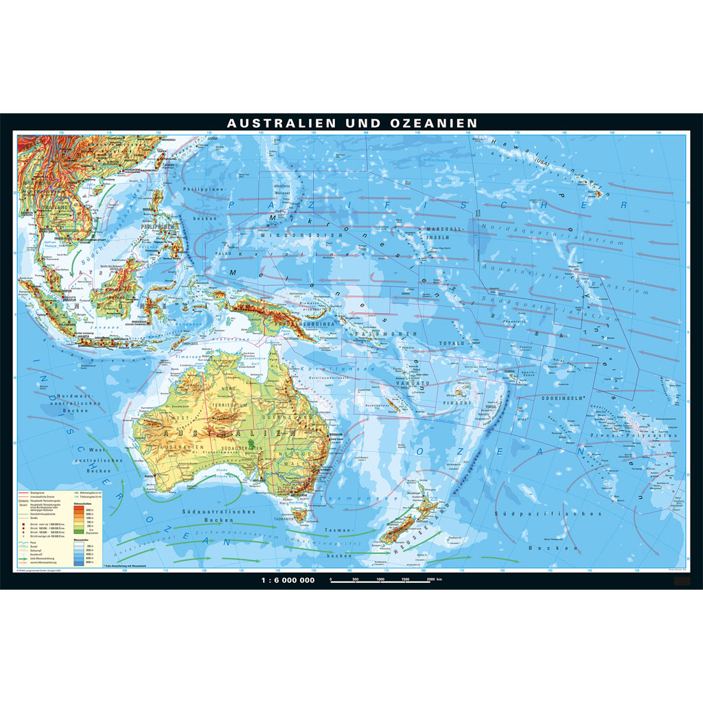 Klett Wandkarte Australien und Ozeanien physisch