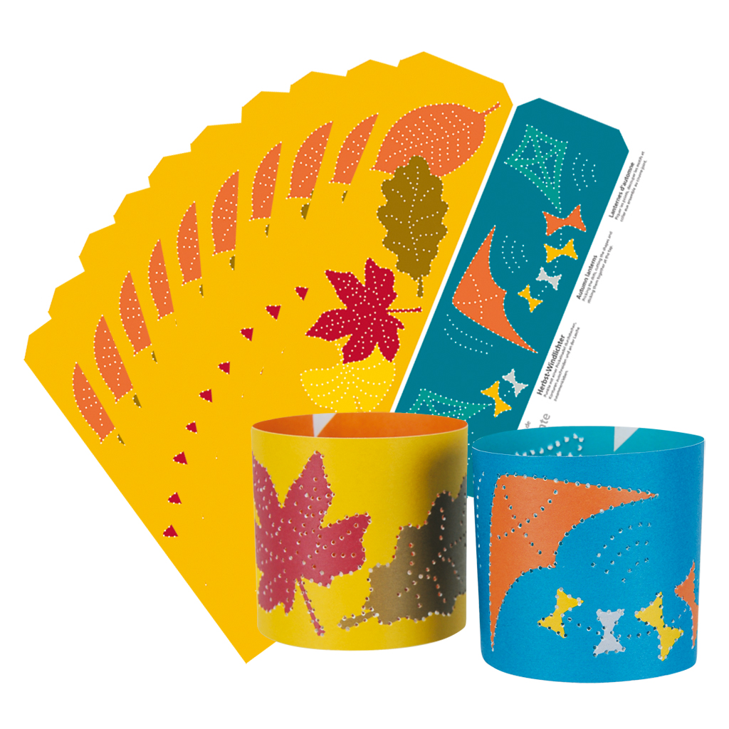 Prickellichter Bastelbogen Herbst, Windlichter Prickellichter Bastelbogen Herbst, Windlichter