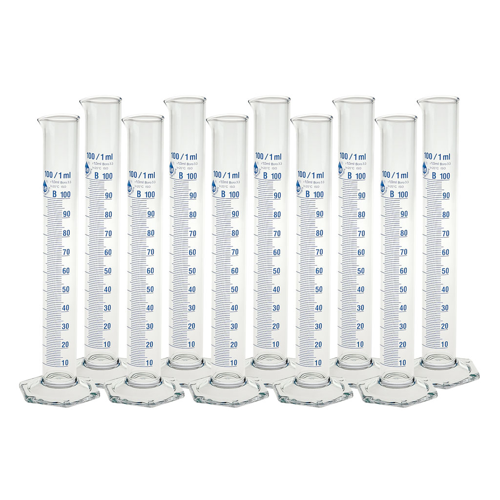 Messzylinder mit Glasfuß, Borosilikatglas, 10 Stück