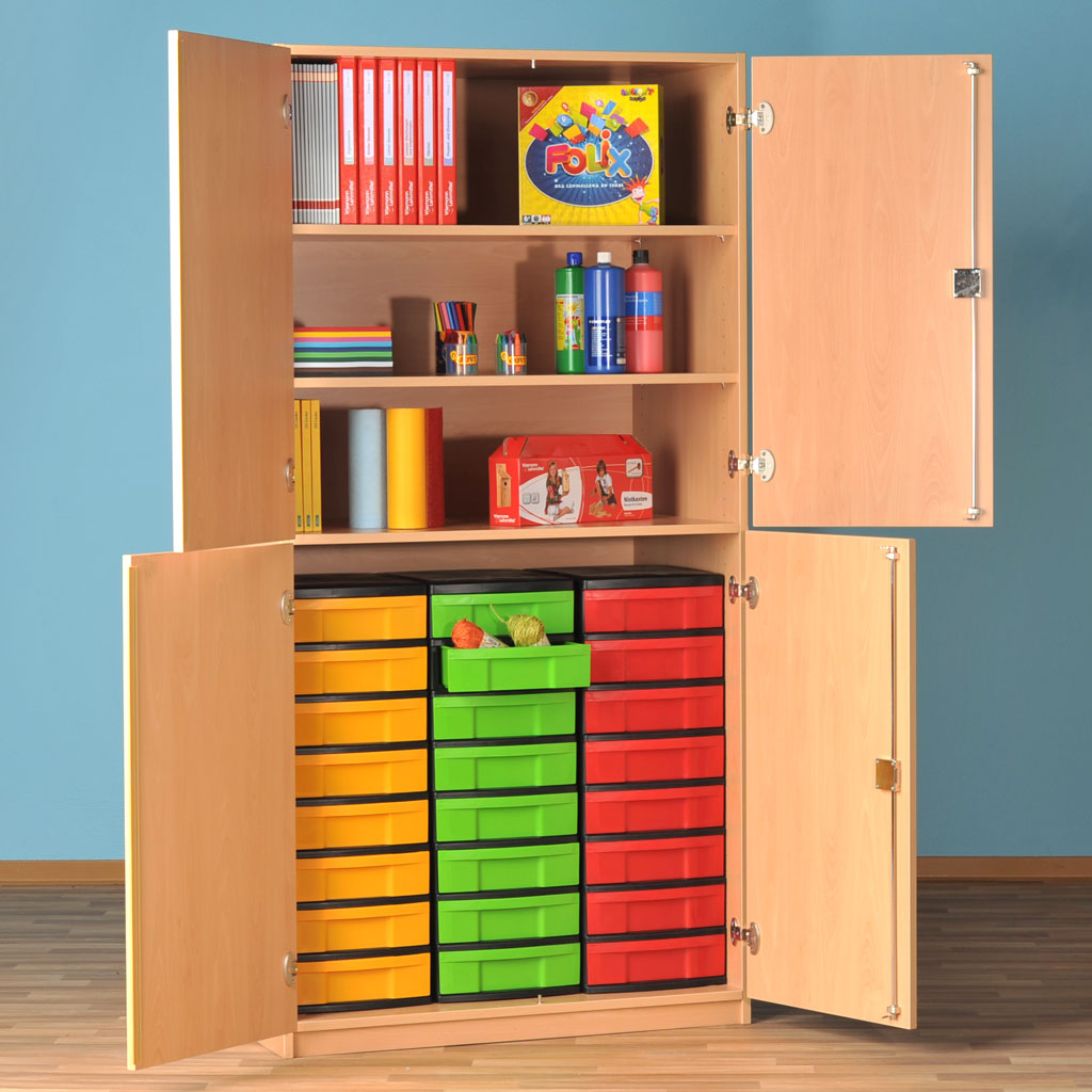 Modulus® Halbtüren-Schrank mit 4 Türen und 3 Ablageböden