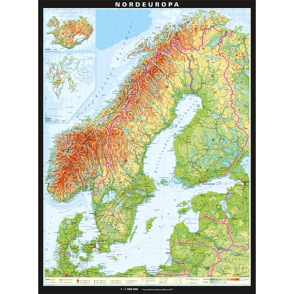 Klett Wandkarte Nordeuropa physisch