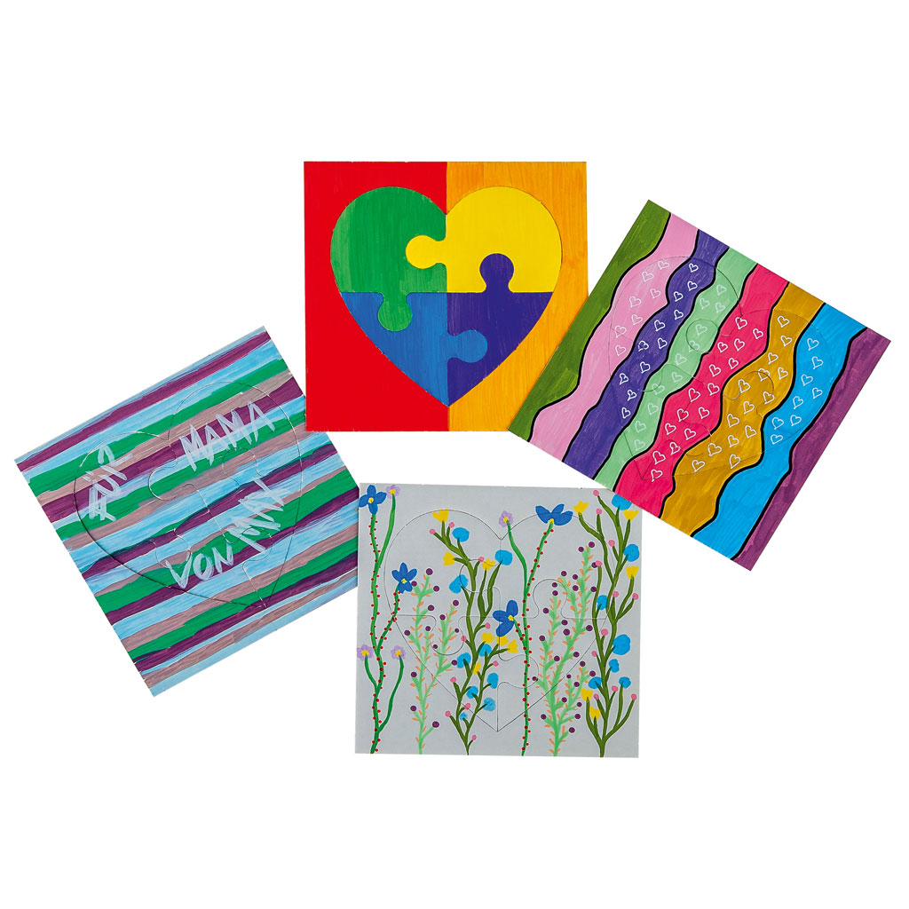 Herz-Puzzle, blanko, 12 Stück